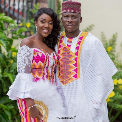 Stonebwoy and wife at traditional marriage