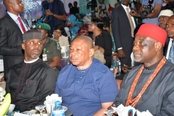 Chief of Staff, Uche Nwosu, Acho Ihim, speaker house of assembly and Royal highness Eze Samuel Agunwa Ohiri, chairman Imo State council of traditional rulers