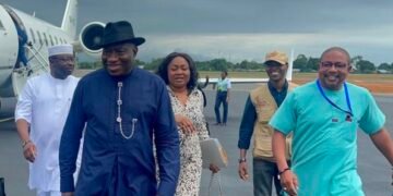 Jonathan Arrives Sierra Leone Ahead General Election (Photos)