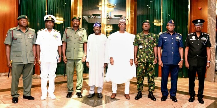 Tinubu Holds Security Meeting With NSA, New Service Chiefs, And IGP