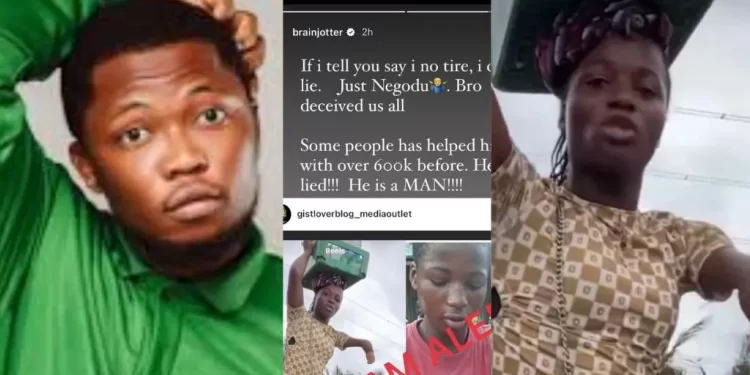 Brain Jotter Regrets Gifting N400K To Viral Disabled Hawker Disguising Himself As A Lady