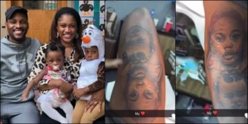 Tobi Bakre Melts Hearts With Tattoos Of His Kids' Faces On His Leg