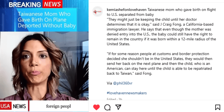 Taiwanese Mother Denied U.S. Entry After Giving Birth on Flight, Baby's Status Uncertain