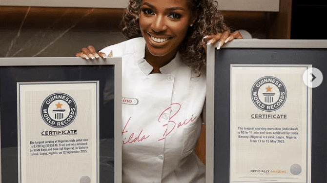 Hilda Baci Receives Second Guinness Plaque For Record-Breaking Jollof Rice Cookout