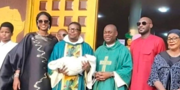 Video: 2Baba, Wife Natasha Dedicate Baby In Church Ceremony