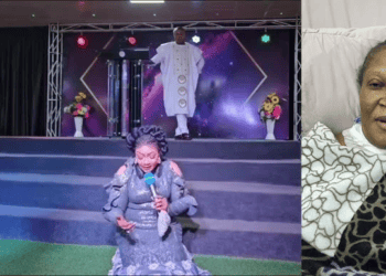 Eucharia Anunobi Kneels In Church To Appeal For Ngozi Nwosu’s Surgery Funds