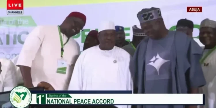 2027: Tinubu, Obi, Sowore, Others Sign National Peace Accord In Abuja