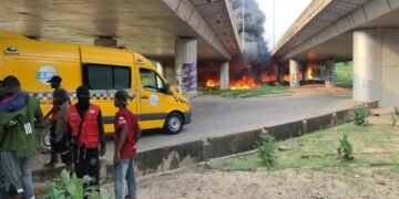 Tanker Catches Fire Under Otedola Bridge